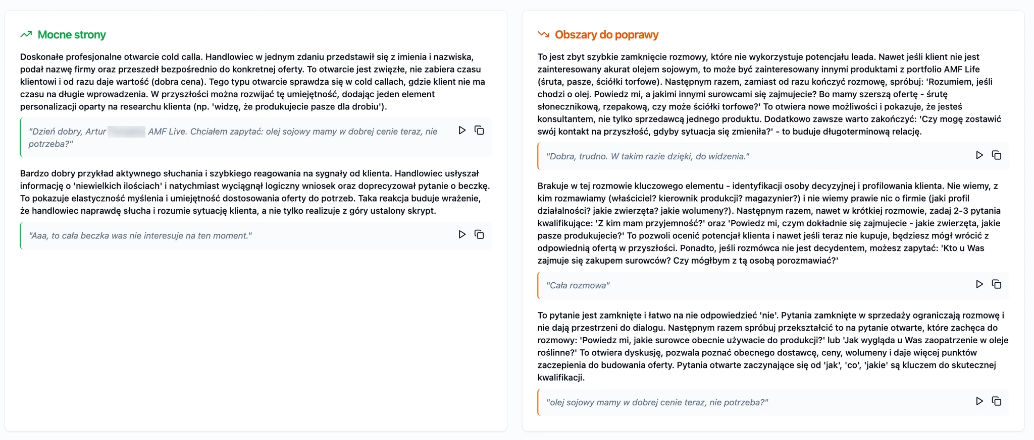 Zanonimizowany feedback AI mentora
